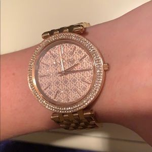 Michael Kors rose gold diamond studded watch